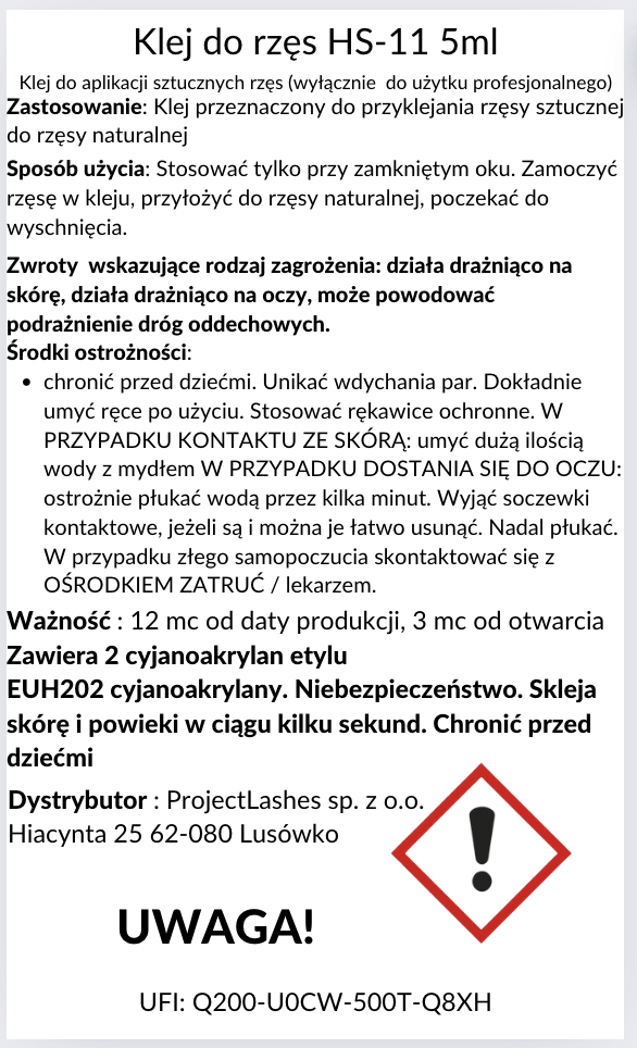 Klej do rzęs HS-11 ProjectLashes 5g + GRATIS