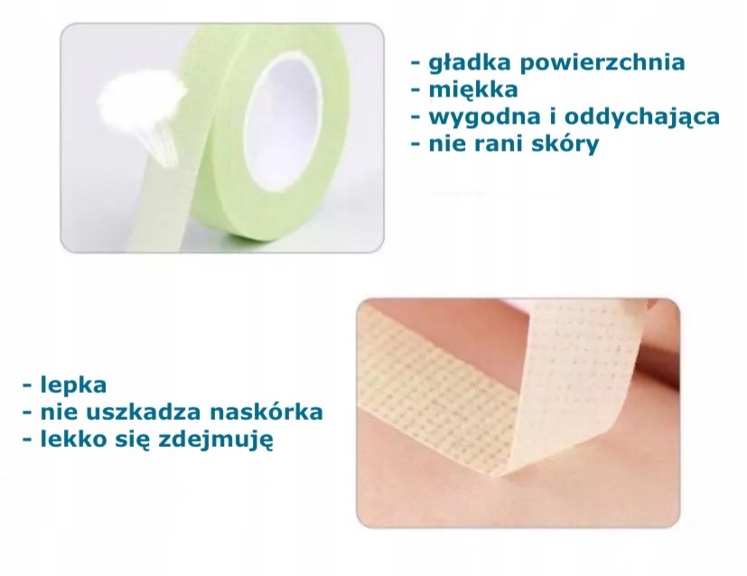 RÓŻOWA taśma perforowana do rzęs 1,2cm x 9m