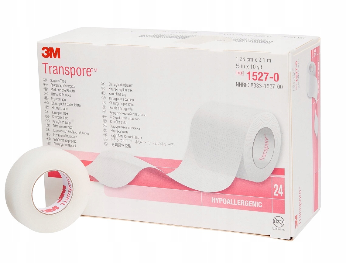 Taśma Transpore 1,25cm x 9,1m perforowana 24 szt.