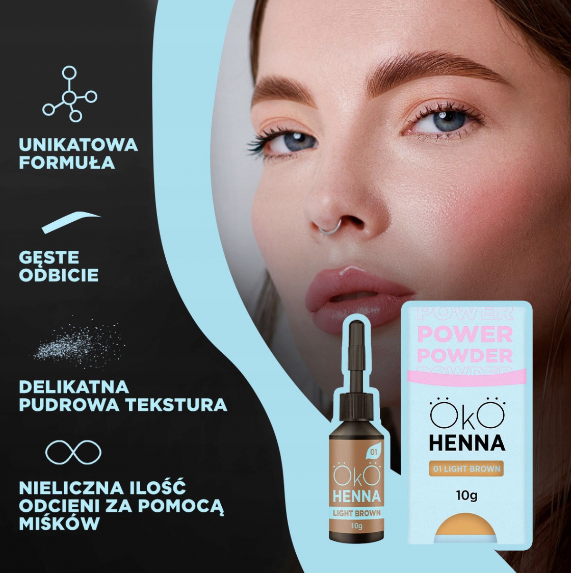 Henna pudrowa do brwi OkO #03 Dark Brown 10g
