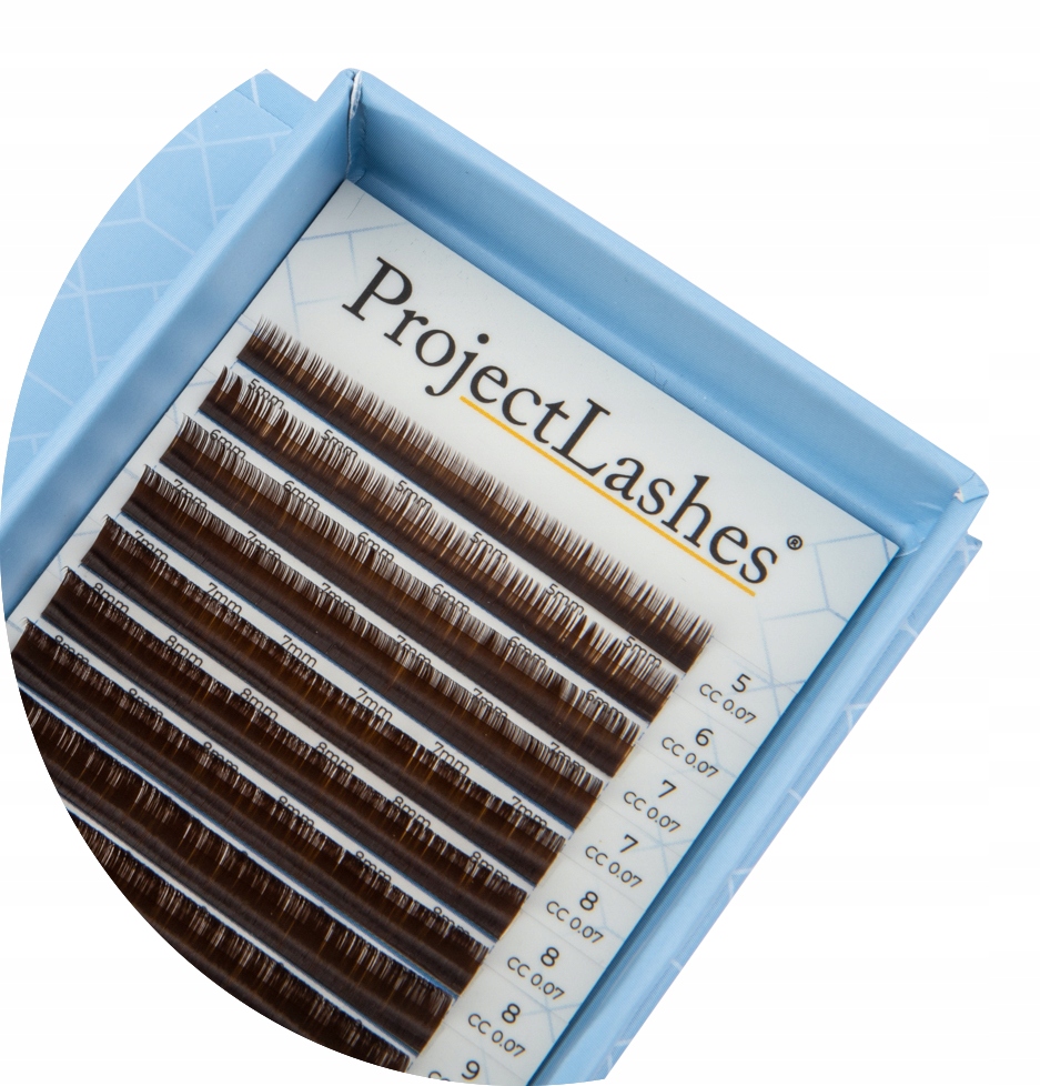 Rzęsy Project Lashes CC 0,07 5-12mm JASNY brąz brązowe