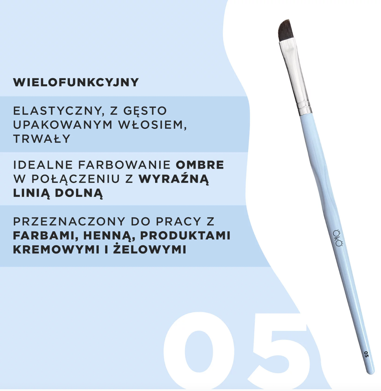 Pędzel OKO #5 do stylizacji brwi miękki ścięty pędzelek
