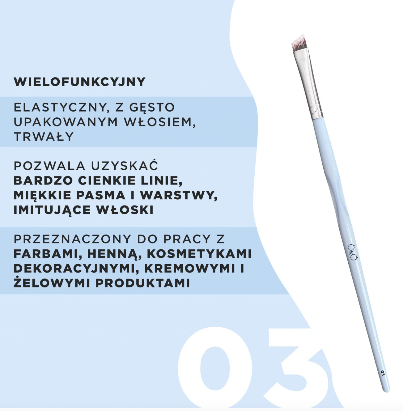 Pędzel OKO #3 do stylizacji brwi skośny pędzelek