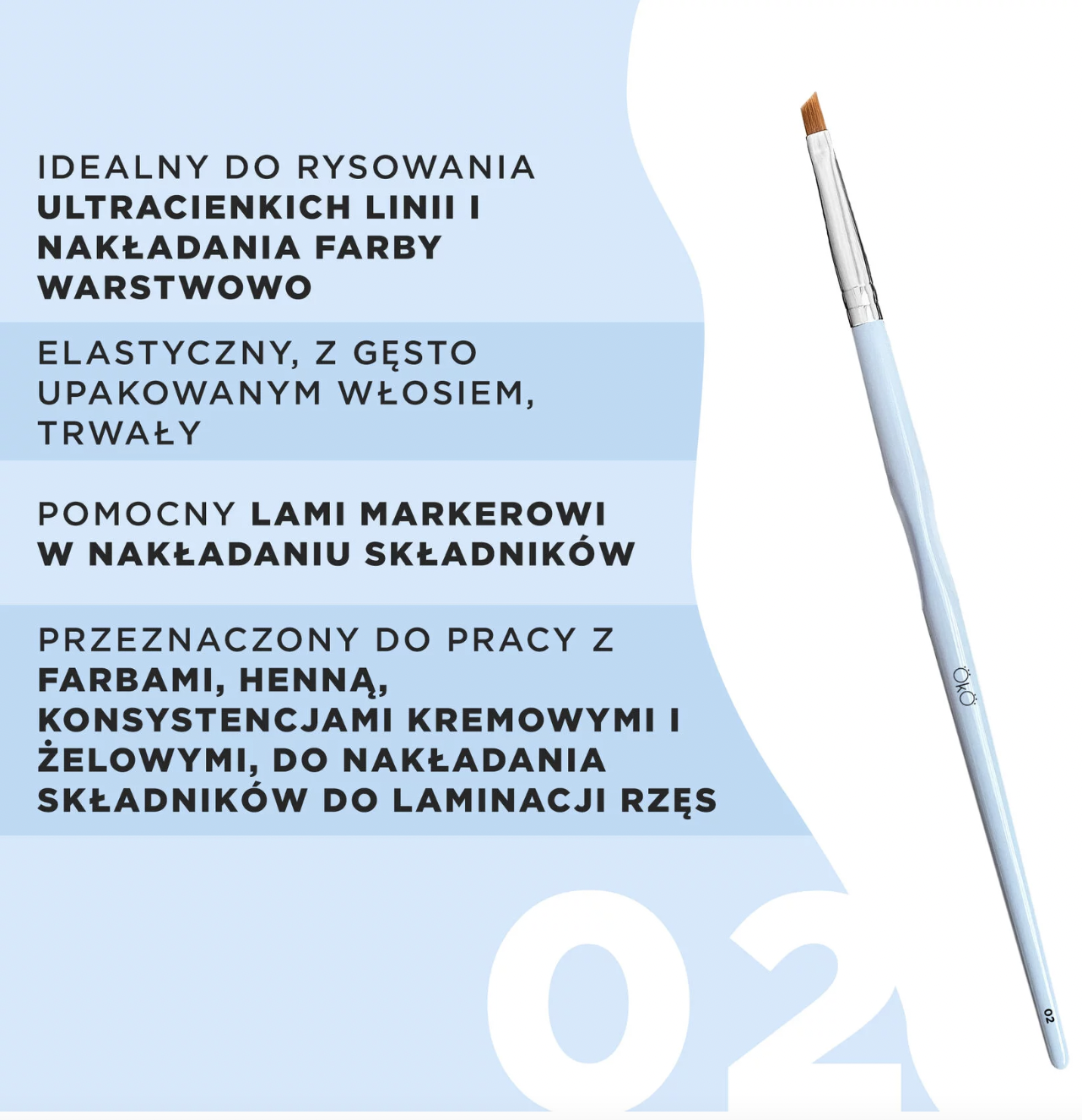 Pędzel OKO #2 do stylizacji brwi mini skośny pędzelek