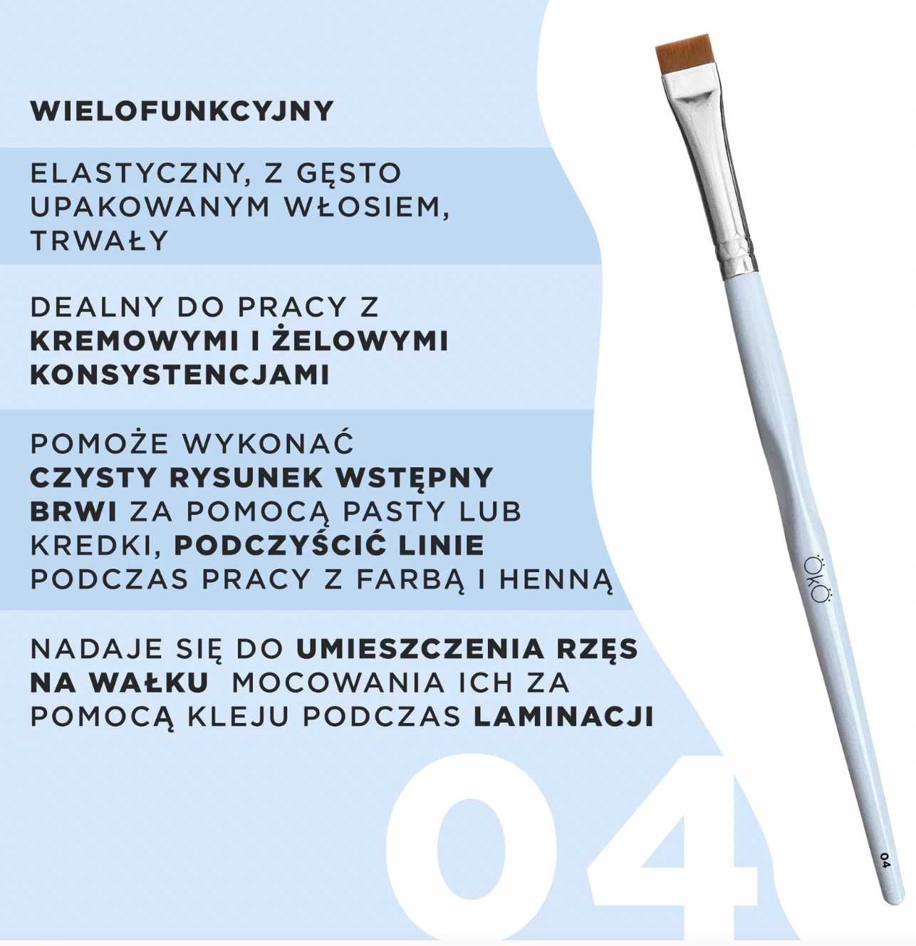 Pędzel OKO #4 do stylizacji brwi prosty pędzelek