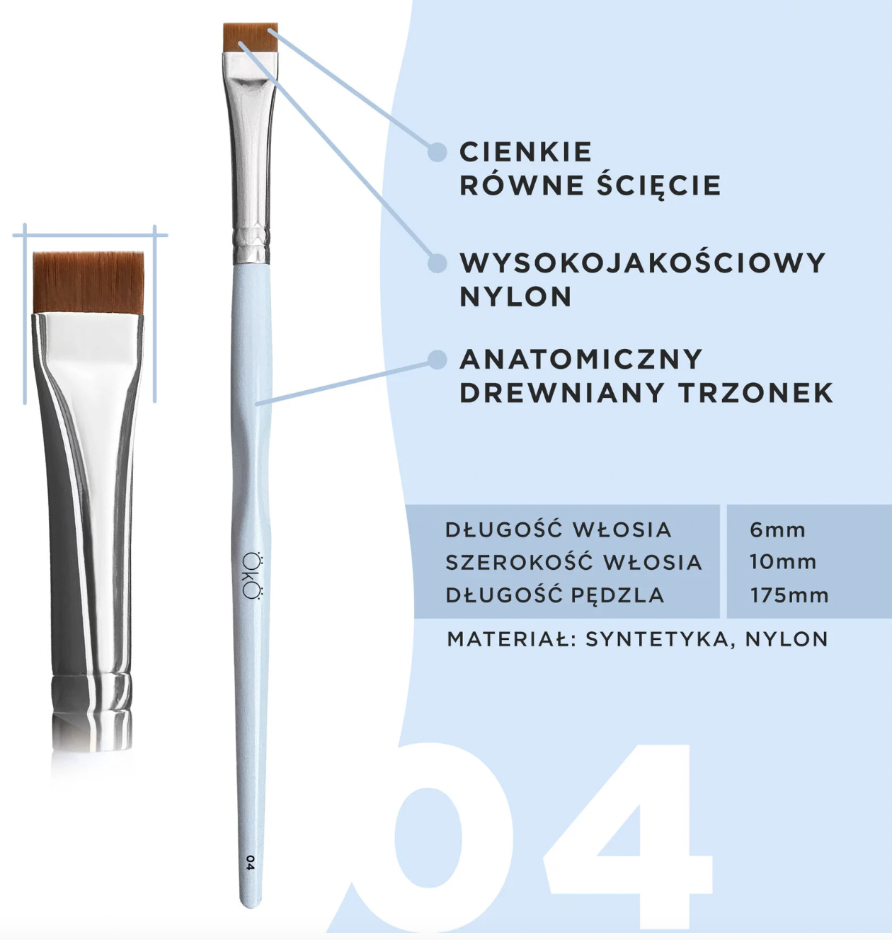 Pędzel OKO #4 do stylizacji brwi prosty pędzelek