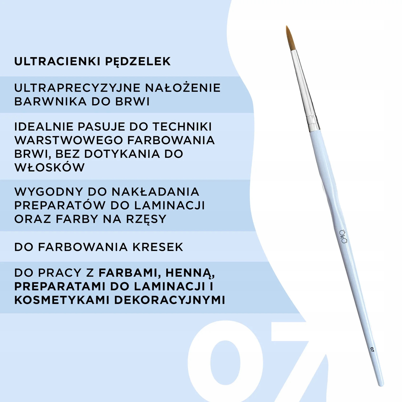 Pędzelek ultradelikatny do makijażu brwi pędzel OKO #7