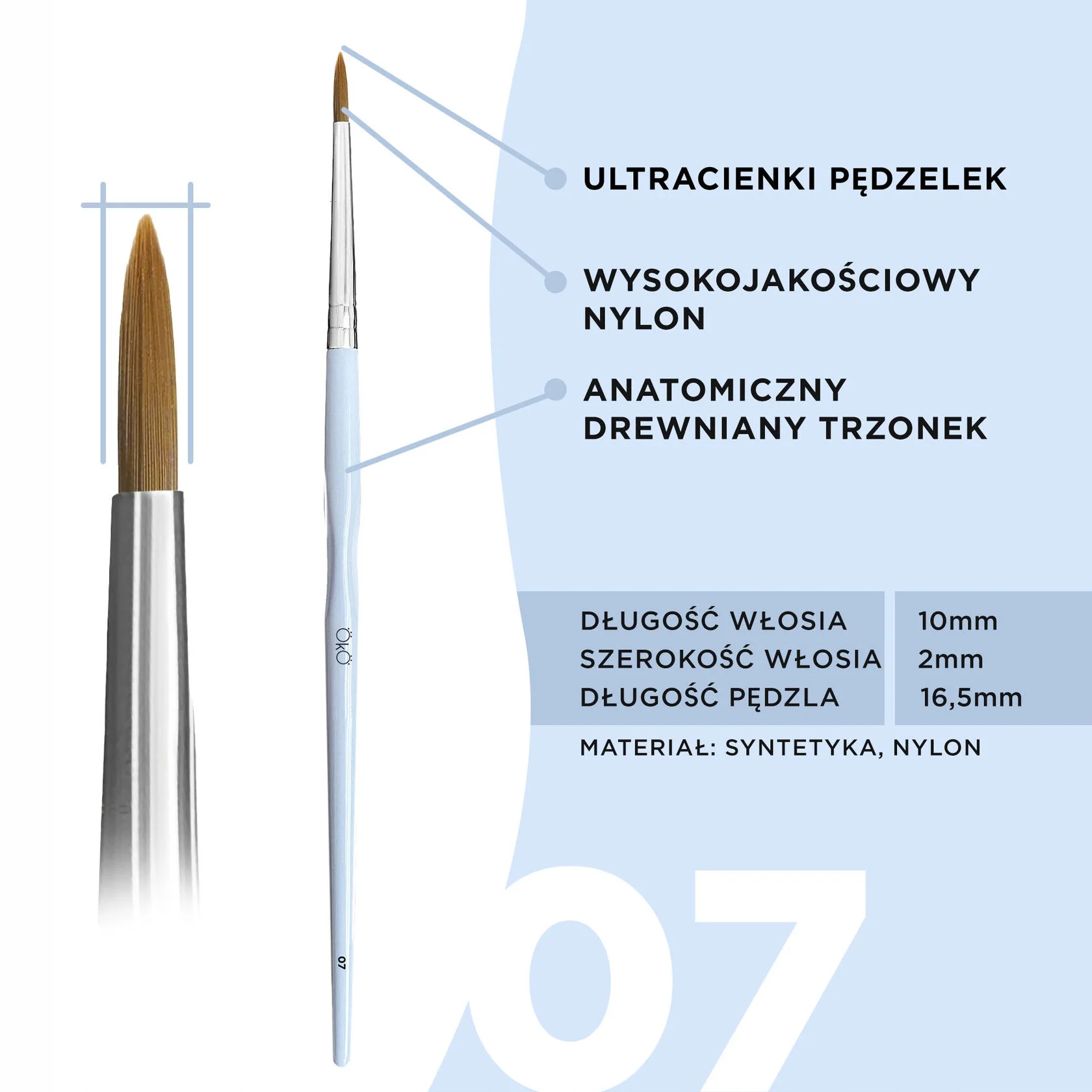 Pędzelek ultradelikatny do makijażu brwi pędzel OKO #7