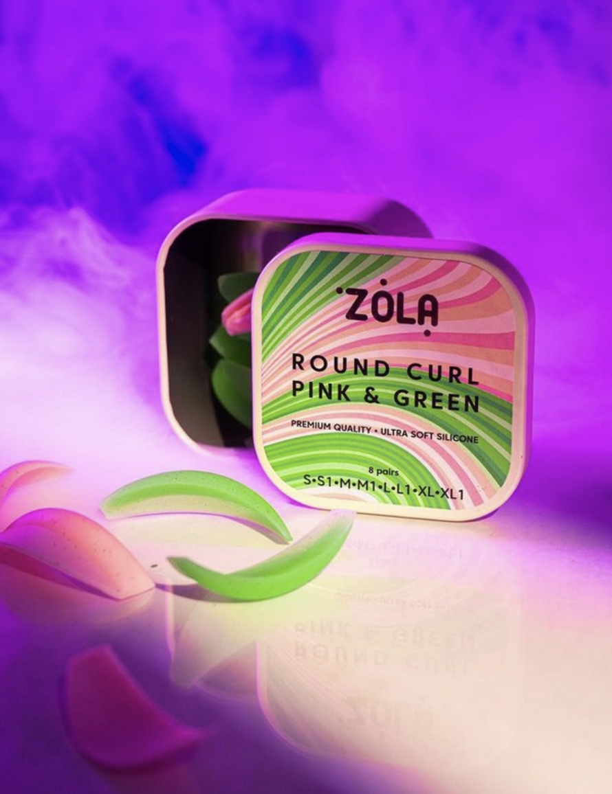 Formy silikonowe do laminacji rzęs round curl pink & green wałeczki Zola