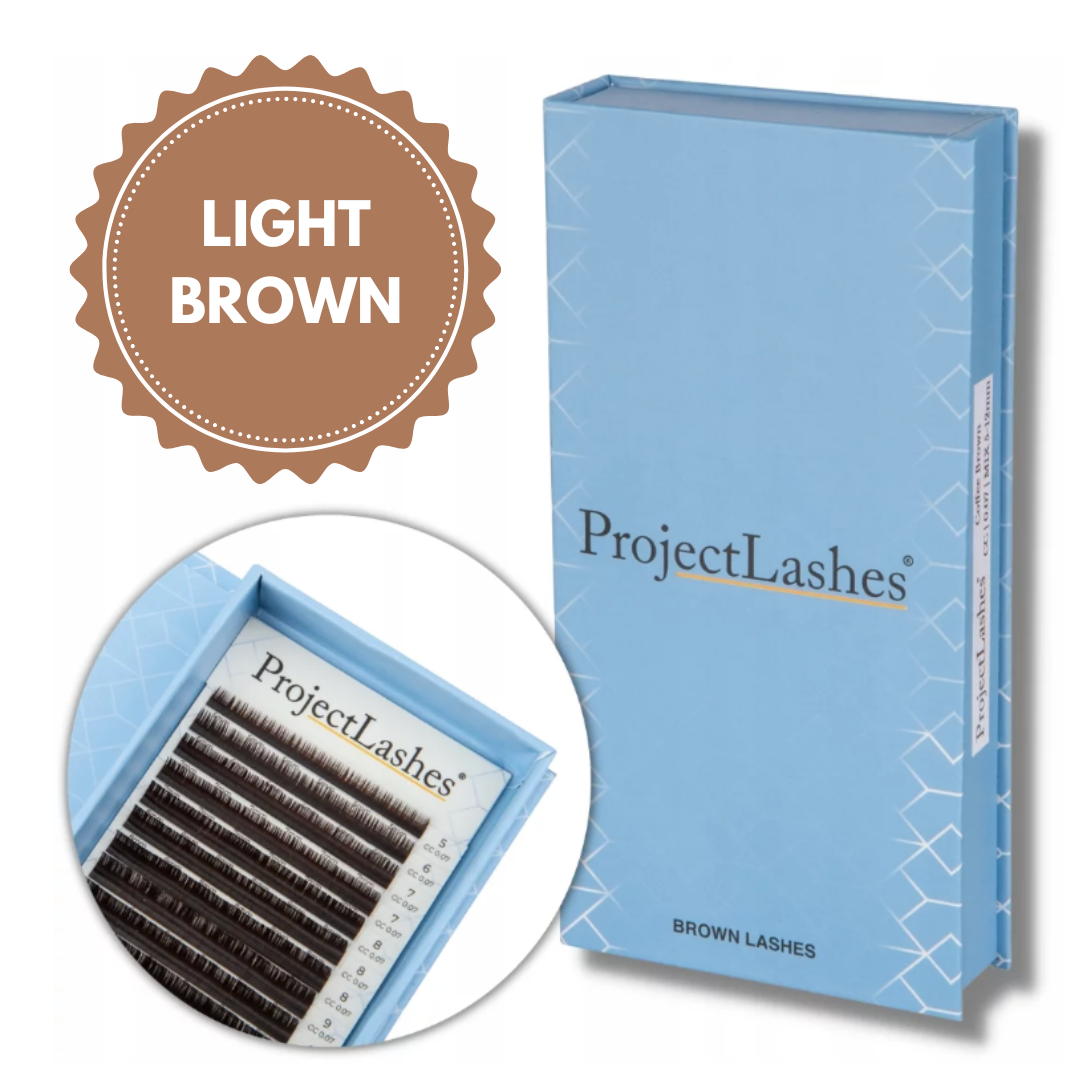 Rzęsy Project Lashes CC 0,07 5-12mm JASNY brąz brązowe