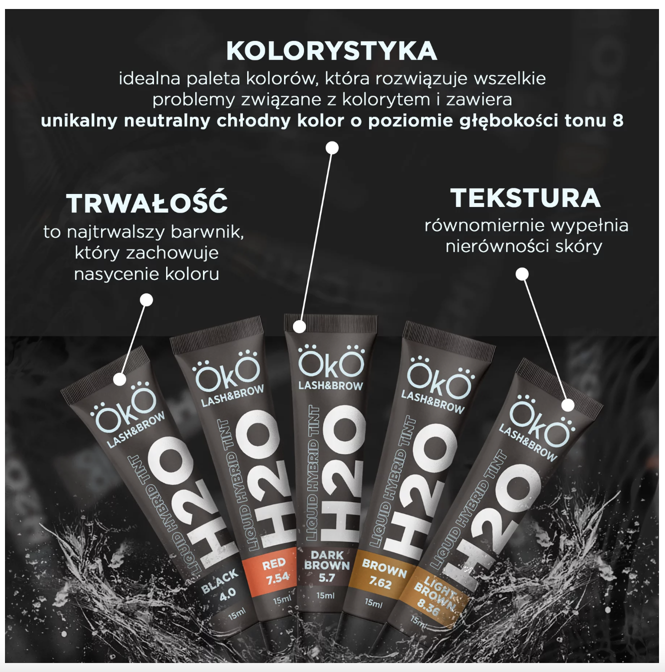 Zestaw farby do brwi i rzęs H20 Liquid Hybrid Tint OkO farbka