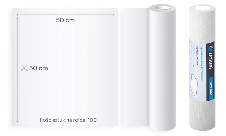 Prześcieradło podkład podfoliowany 50cm/50mb bibuła folia UNIVEL NORMAL