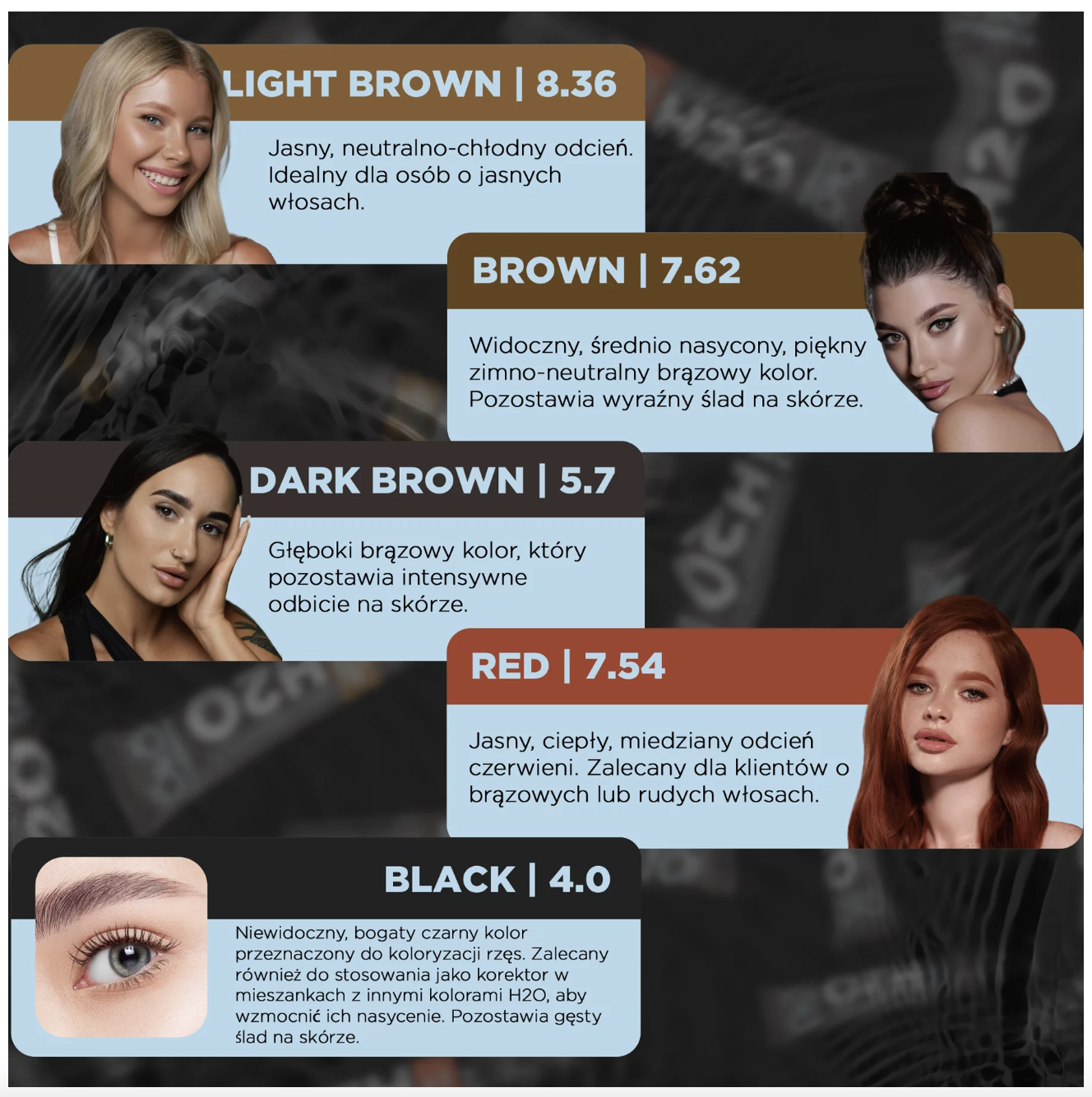 Zestaw farby do brwi i rzęs H20 Liquid Hybrid Tint OkO farbka
