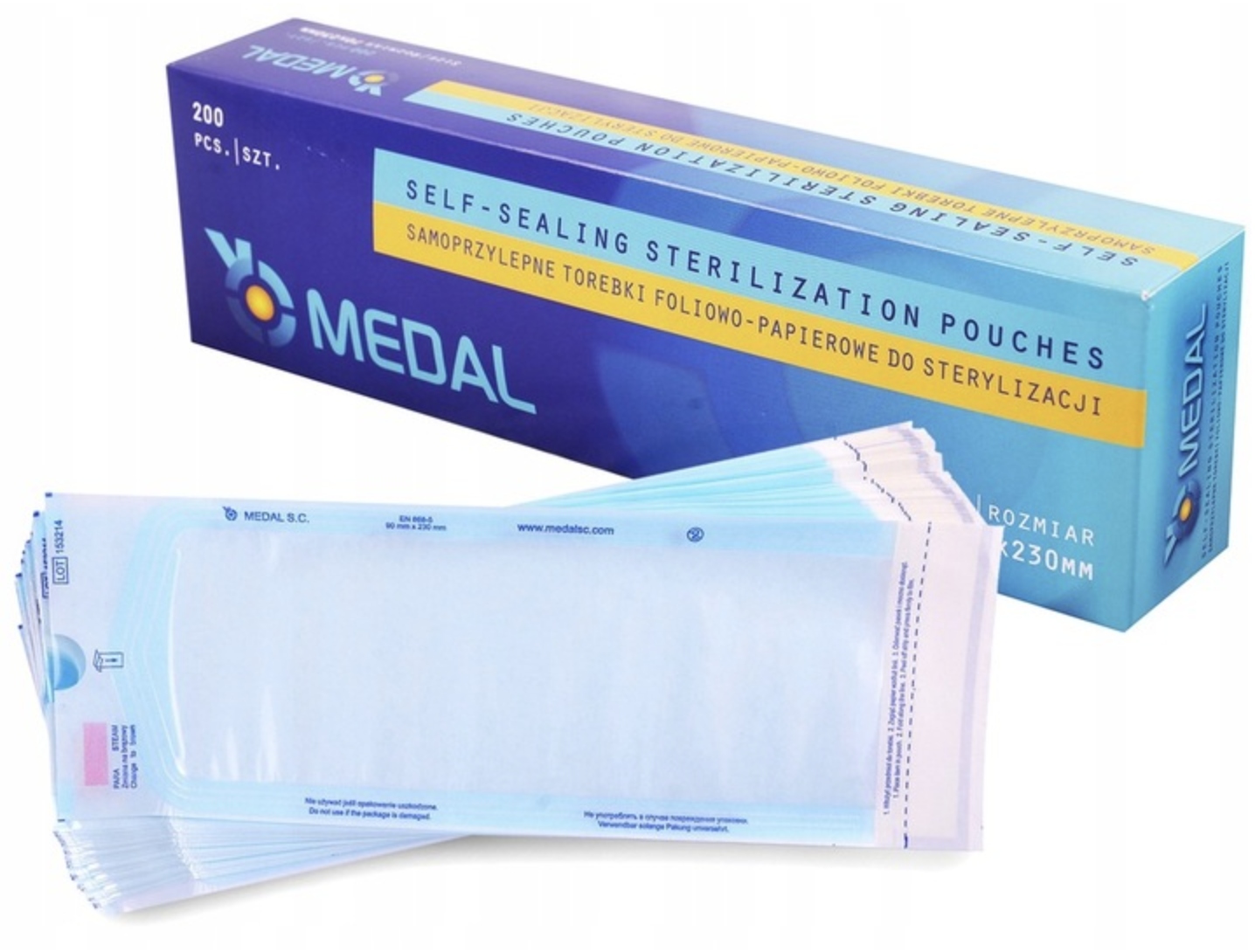 Torebki woreczki do sterylizacji 70x230mm MEDAL samoprzylepne