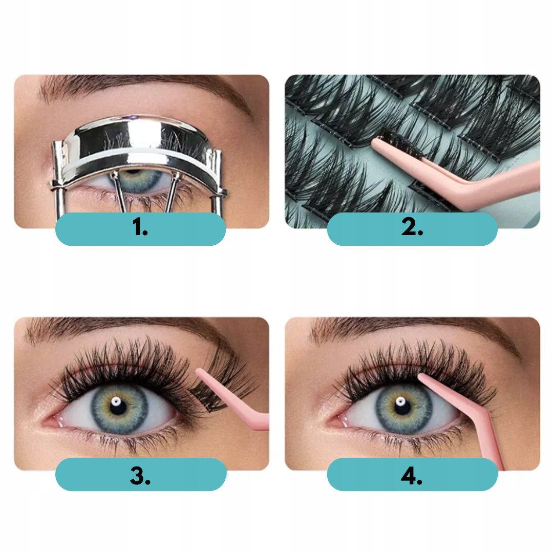 Rzęsy bondingowe NAGARAKU MIX 10-16mm DIY wielokrotnego użytku Z KLEJEM