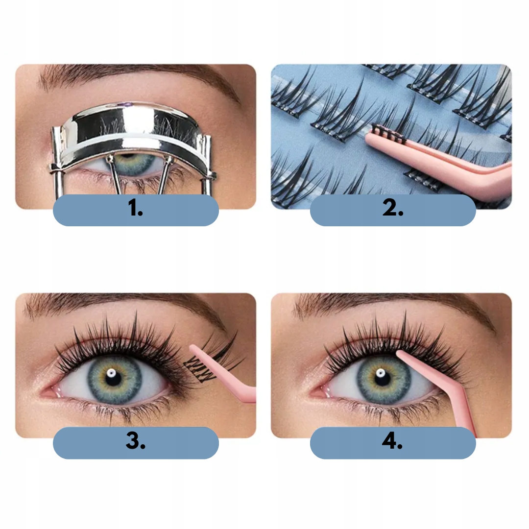 Rzęsy bondingowe NAGARAKU MIX 10-16mm DIY wielokrotnego użytku Z KLEJEM