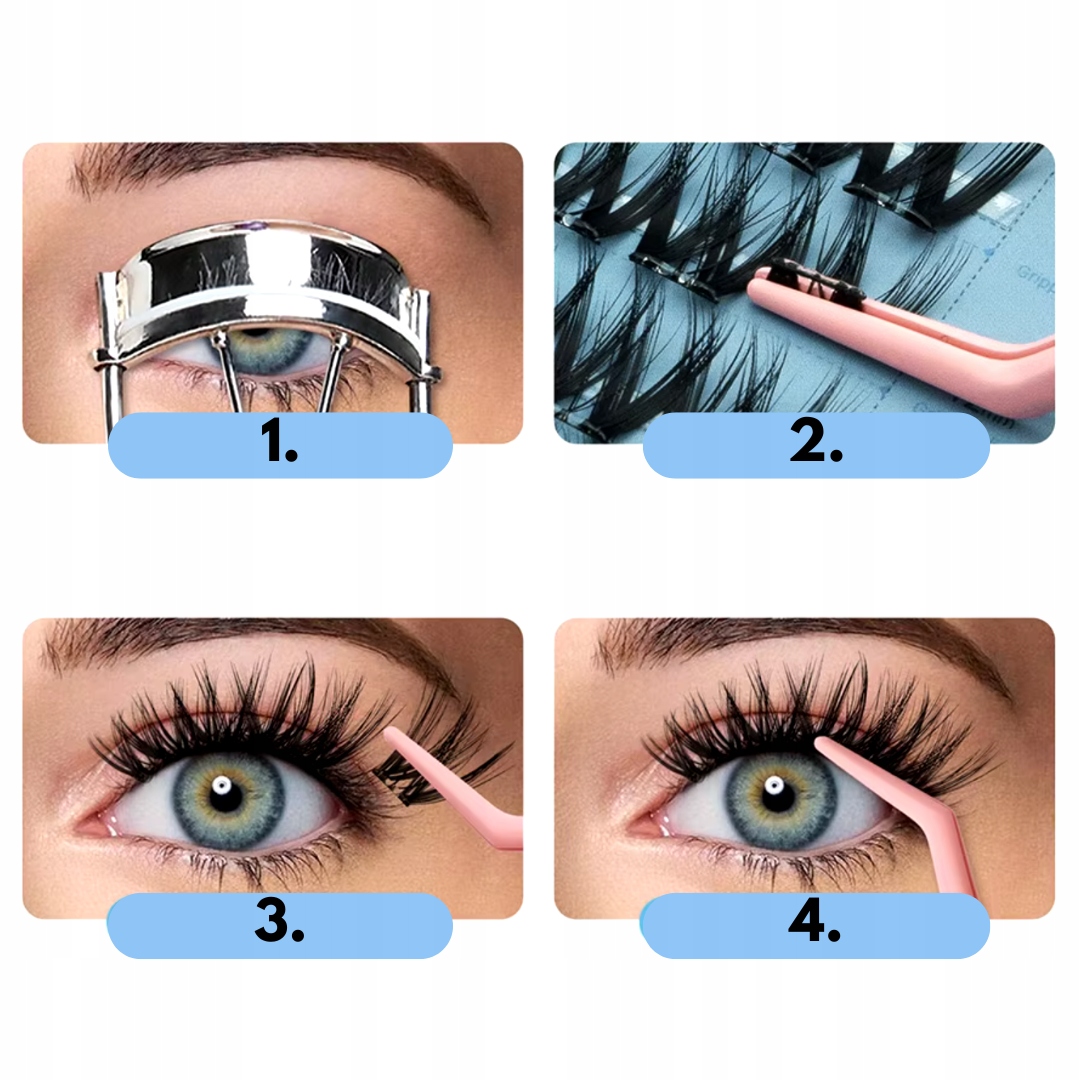 Rzęsy bondingowe NAGARAKU MIX 10-16mm DIY wielokrotnego użytku Z KLEJEM