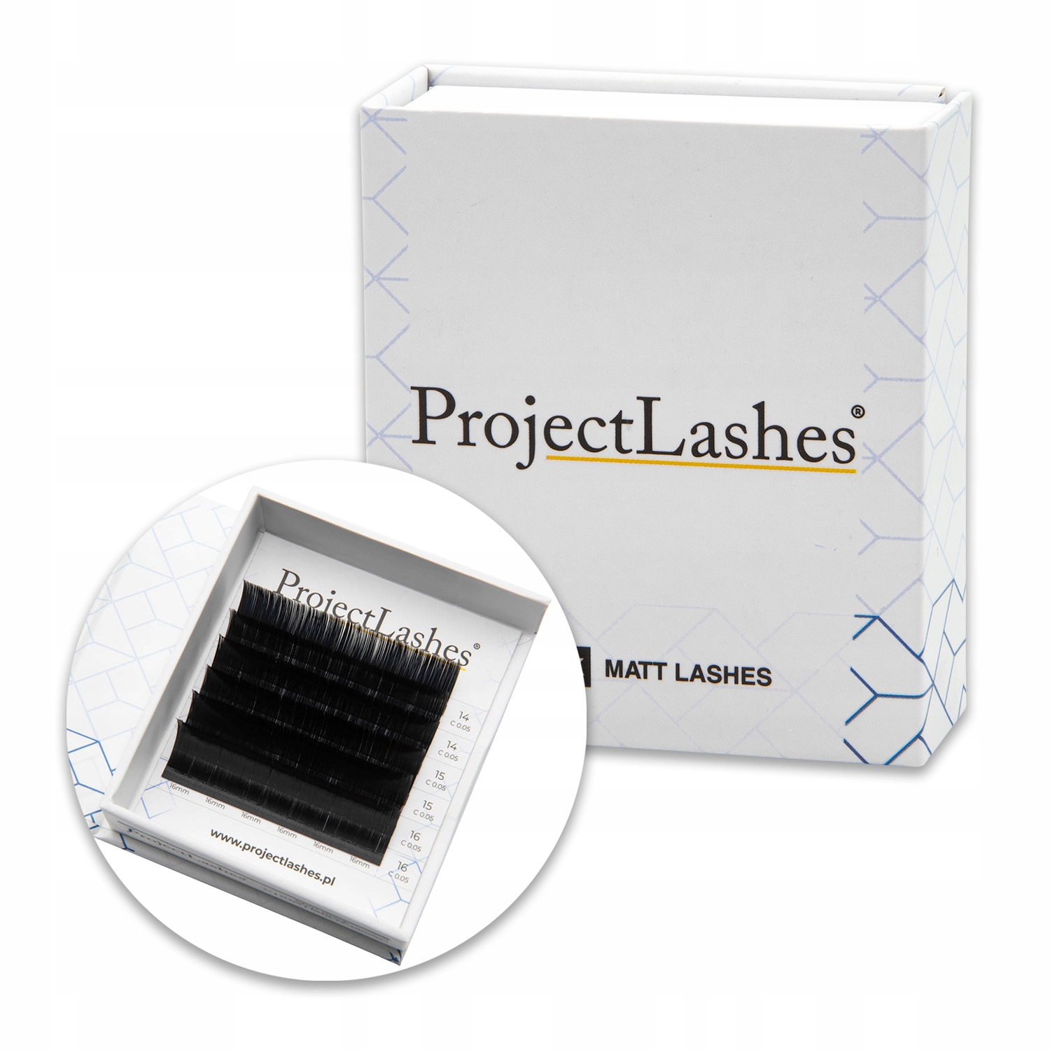 Sztuczne rzęsy do przedłużania ProjectLashes D 0,10 14-16mm czarne MIX MAT