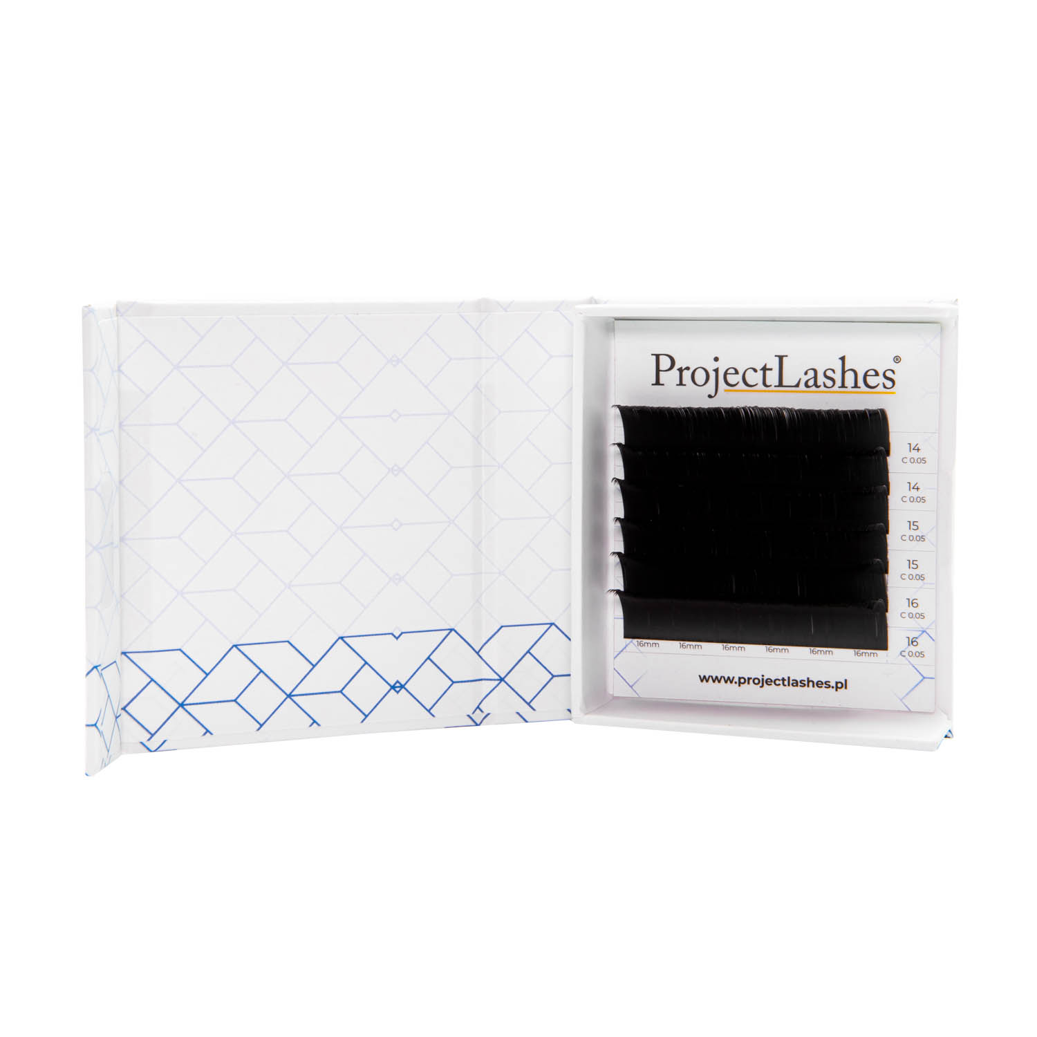 Sztuczne rzęsy do przedłużania ProjectLashes CC 0,10 14-16mm czarne MIX MAT