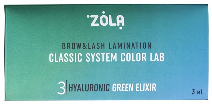 Hialuronowy elixir do rzęs i brwi ZOLA Color Lab 03 Lifting Green Gel 3ml