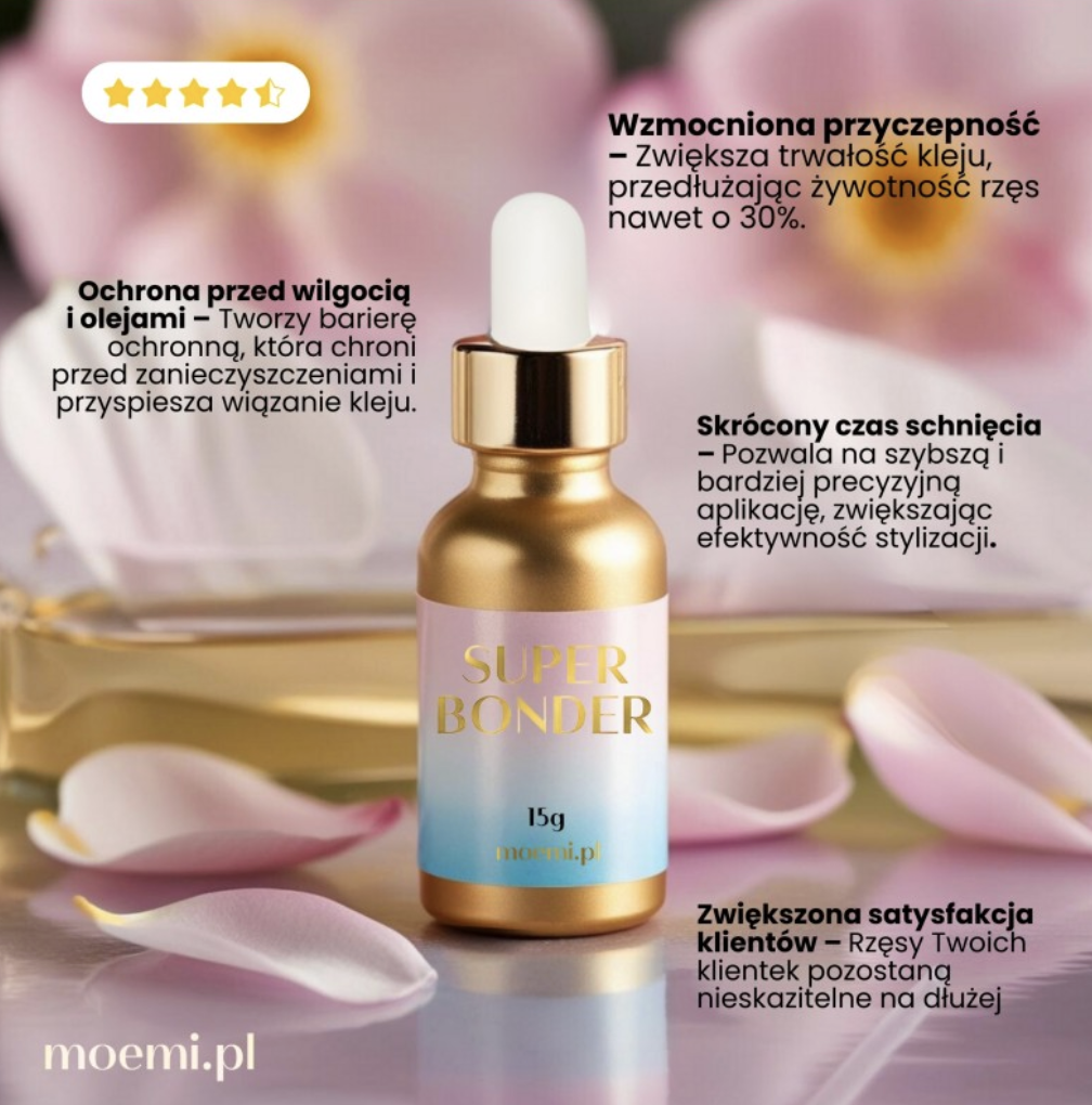 Super Bonder do Rzęs MOEMI 15ml – Utrwalacz i Przyspieszacz Aplikacji