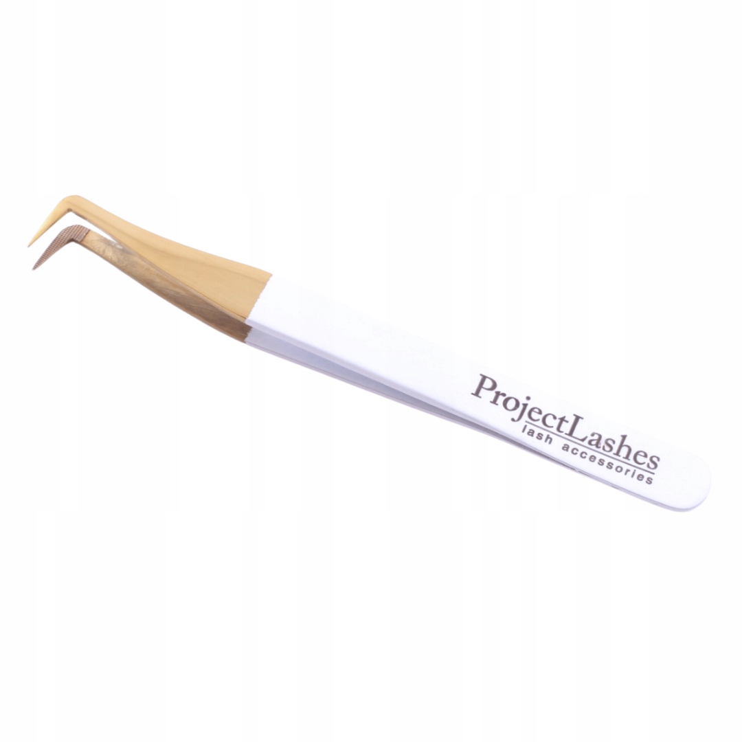 Pęseta do rzęs ProjectLashes SWAN 90 stopni MEGA VOLUME biało złota