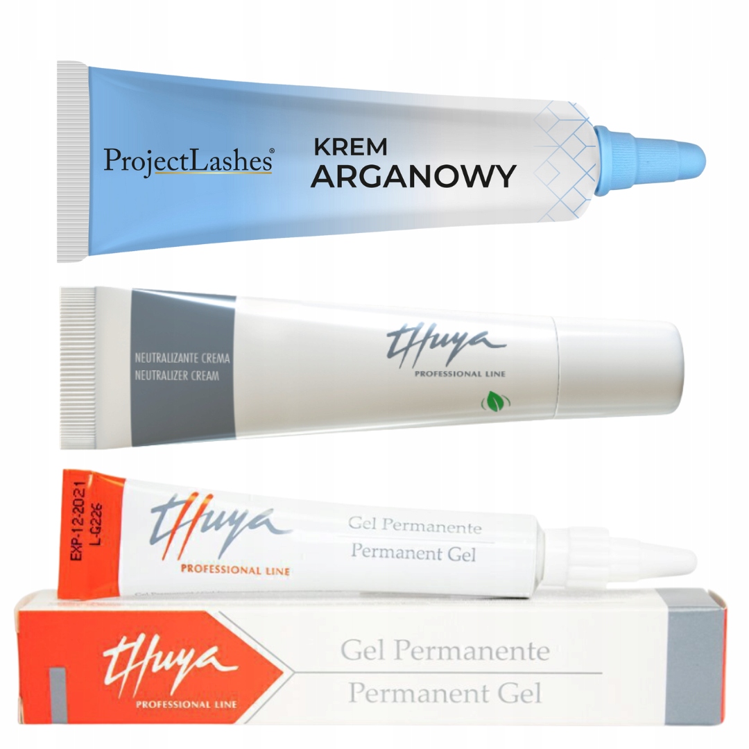 Lifting laminacja rzęs i brwi zestaw THUYA + krem arganowy ProjectLashes