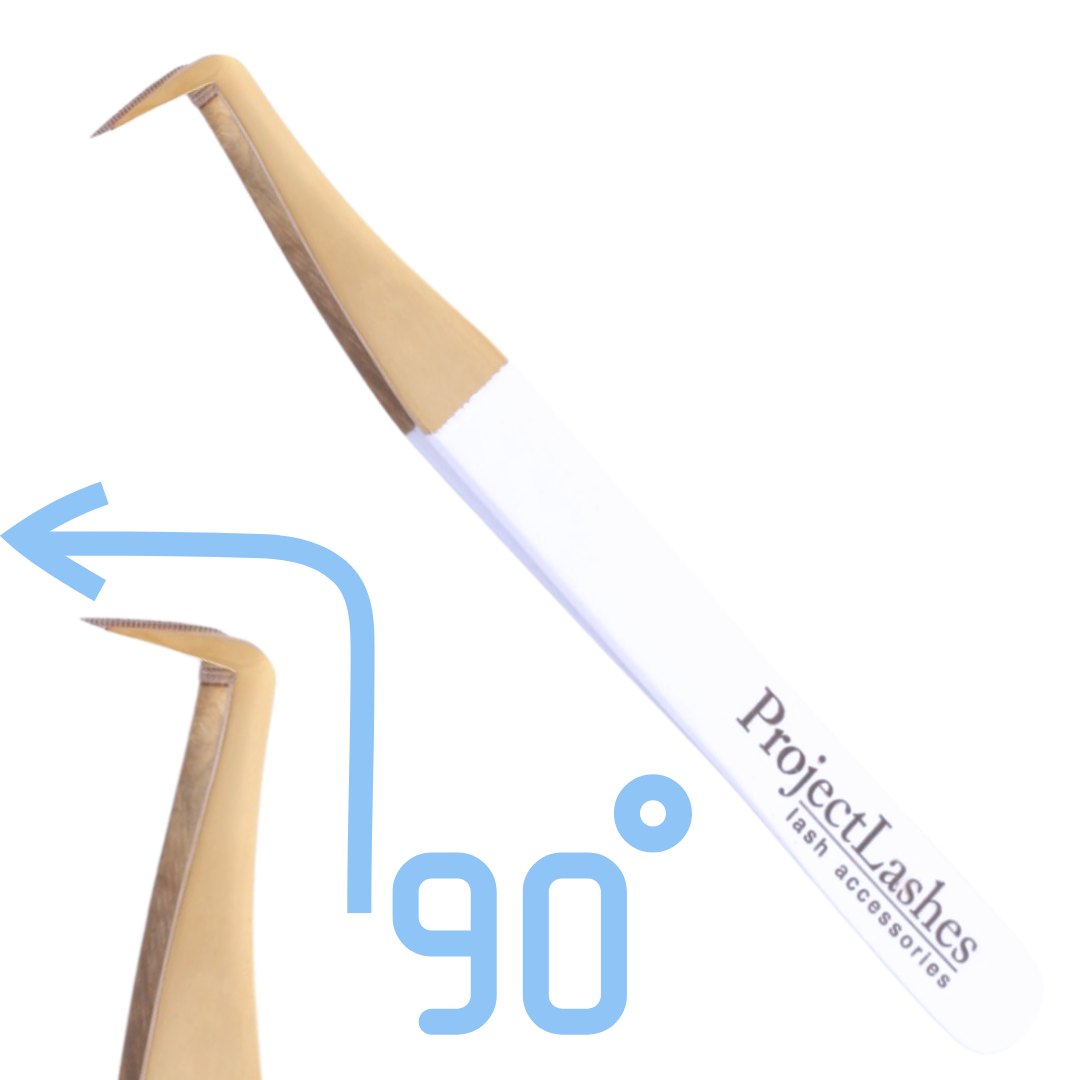 Pęseta do rzęs ProjectLashes SWAN 90 stopni MEGA VOLUME biało złota