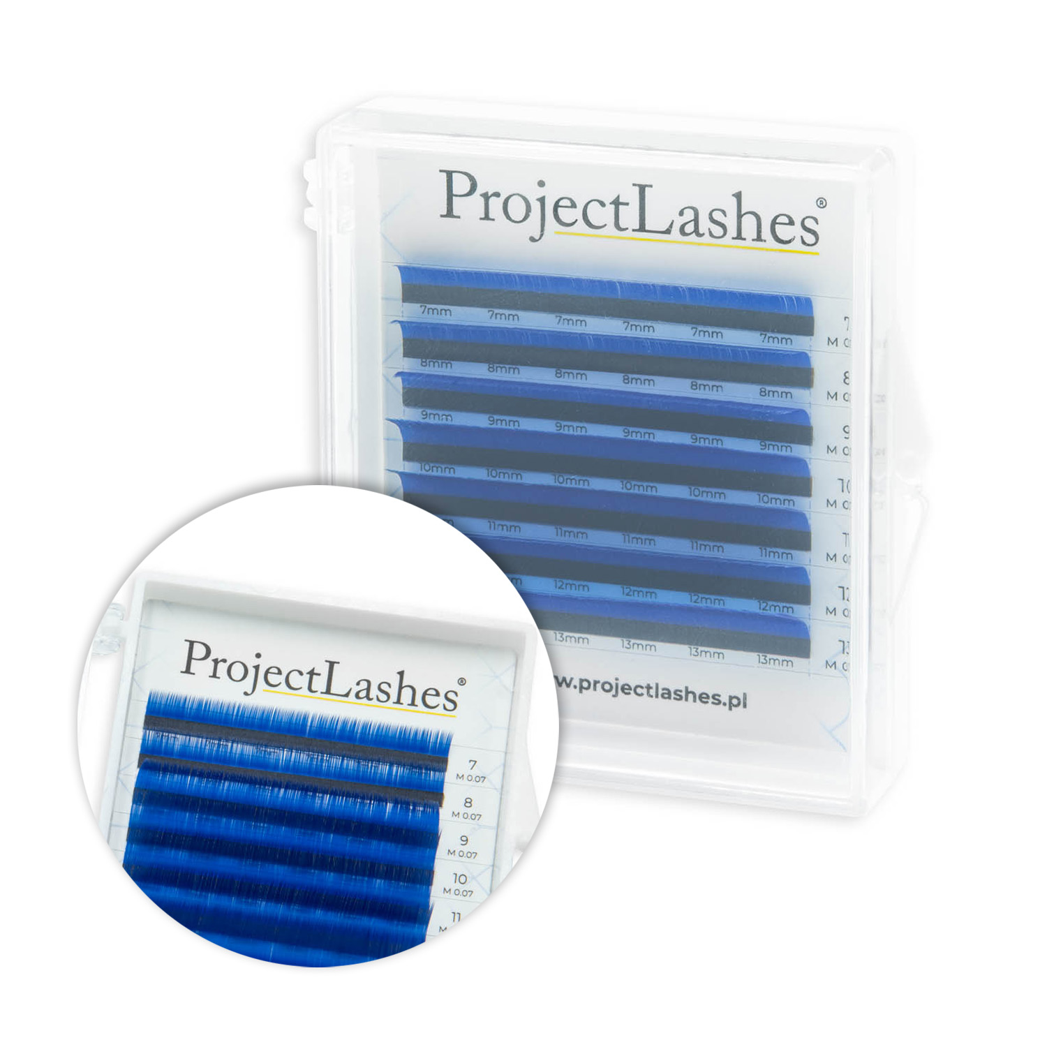 Rzęsy kolorowe ProjectLashes BLUE CC 0,07 MIX 7-13 mm
