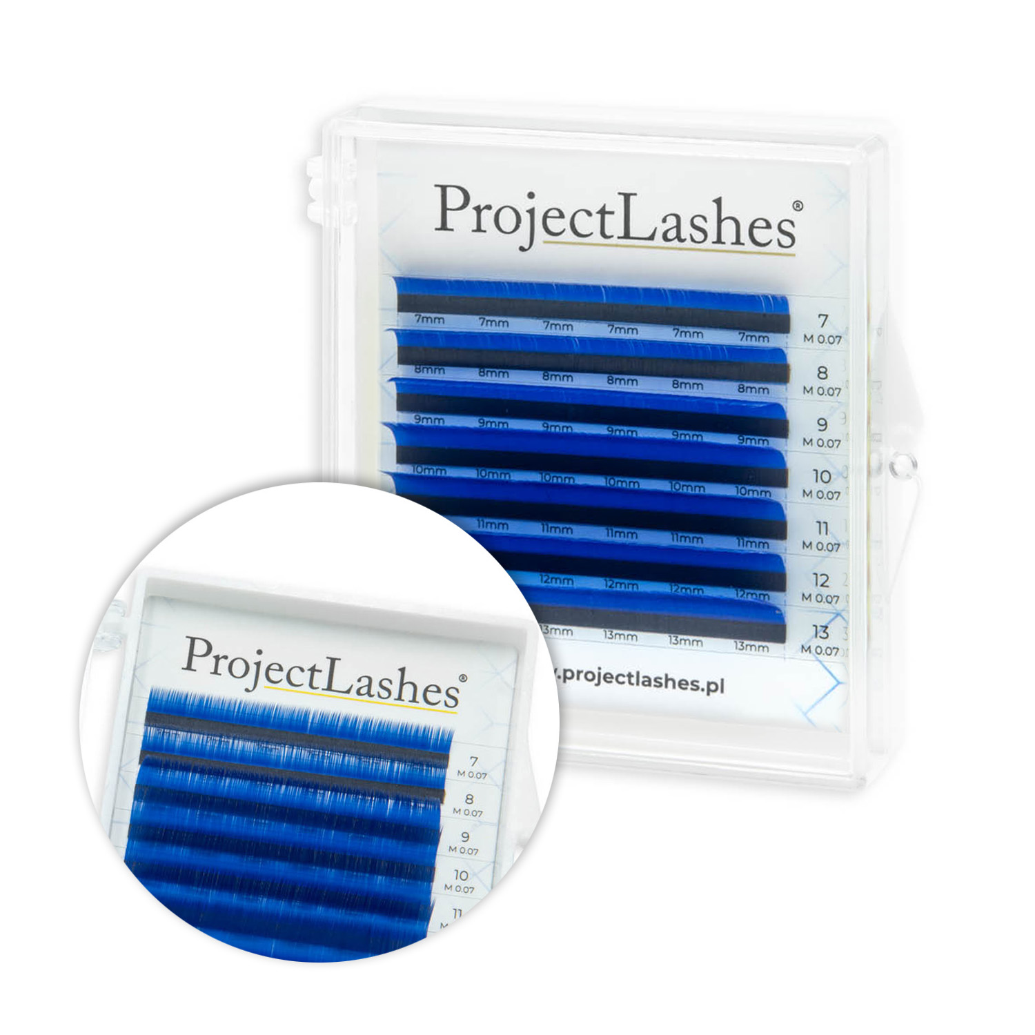 Rzęsy kolorowe ProjectLashes BLUE MIX 7-13 mm