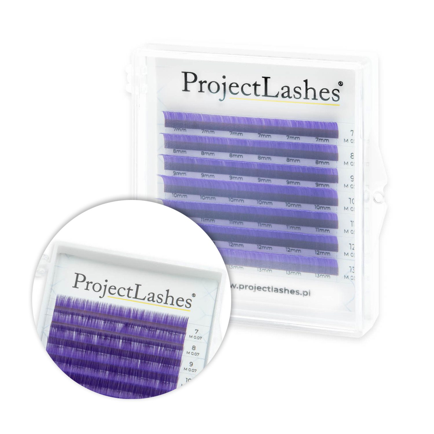 Rzęsy kolorowe ProjectLashes LILAC CC 0,07 MIX 7-13 mm