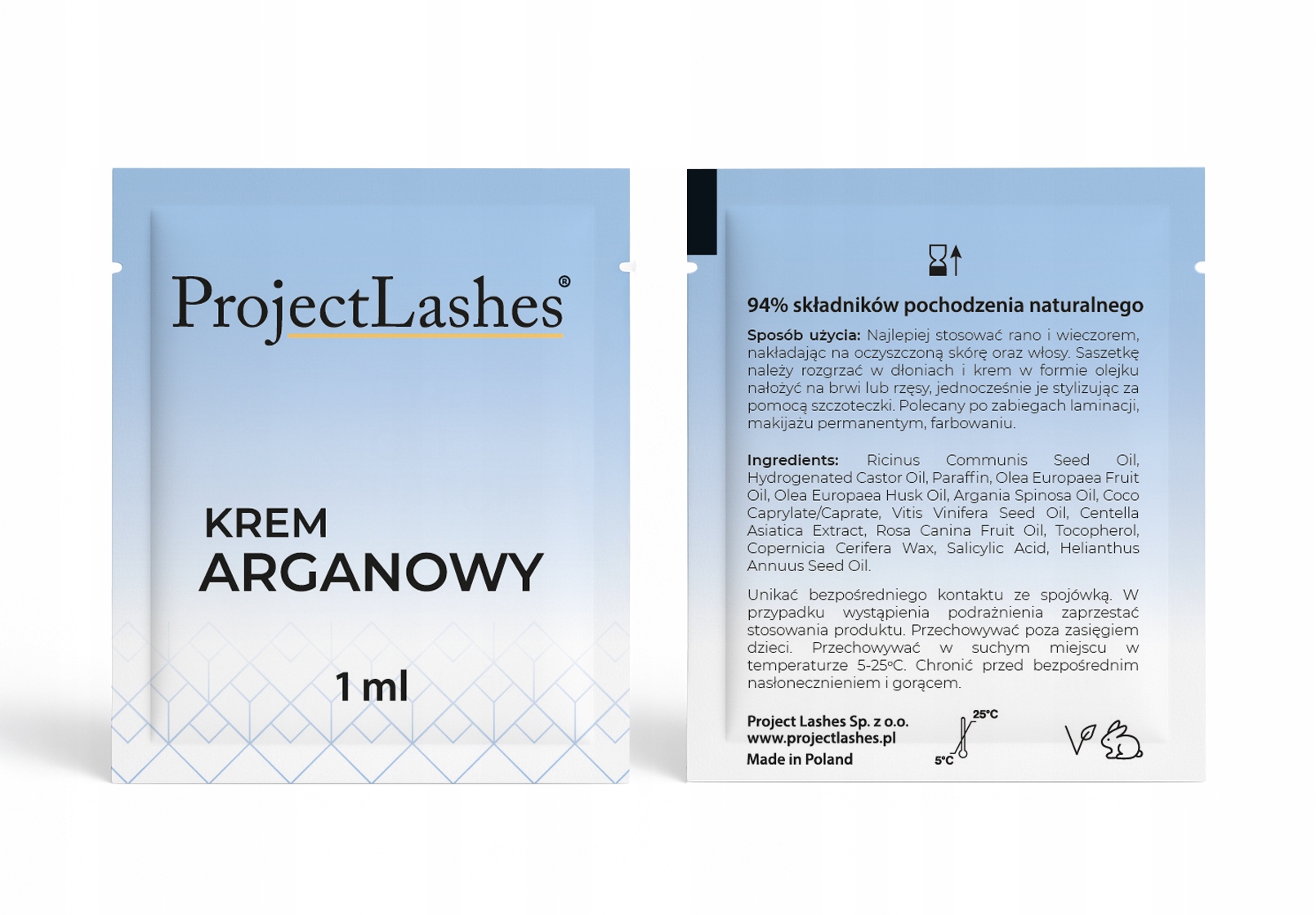 Krem arganowy ProjectLashes 1 ml odżywiająca regeneracja brwi i rzęs
