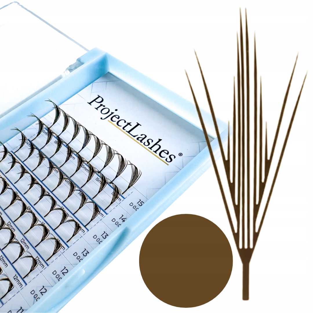 BRĄZOWE rzęsy Manga Anime Comic ProjectLashes WING FANS C 0,07 MIX 8-15mm