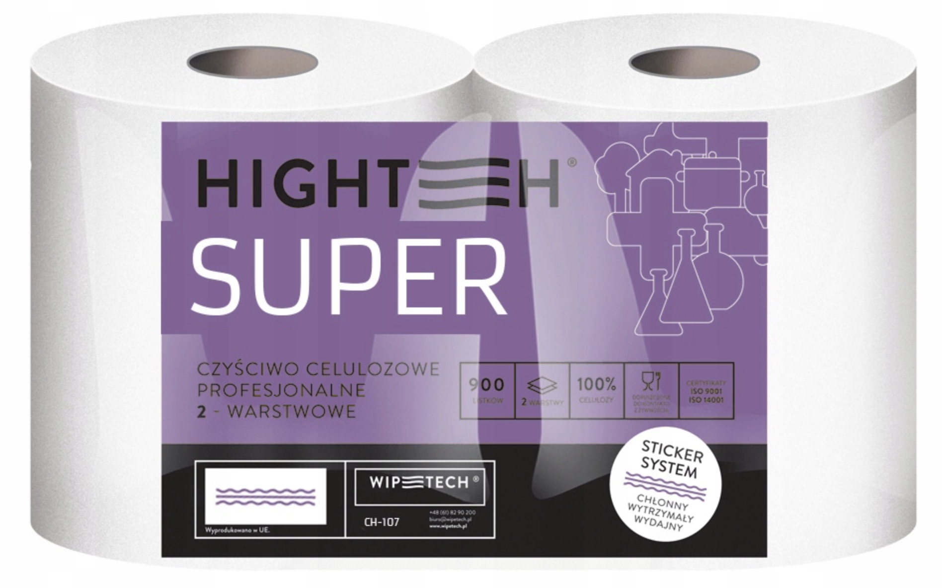 2x Czyściwo celuloza 200m HIGHTEH SUPER bardzo chłonny ręcznik papierowy
