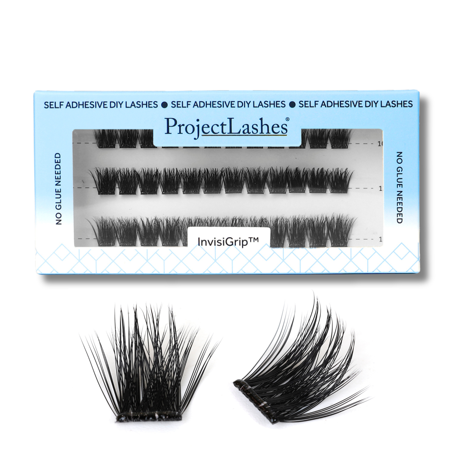 Rzęsy bondingowe ProjectLashes InvisiGrip DIY mix 10-12-14mm Z KLEJEM cluster