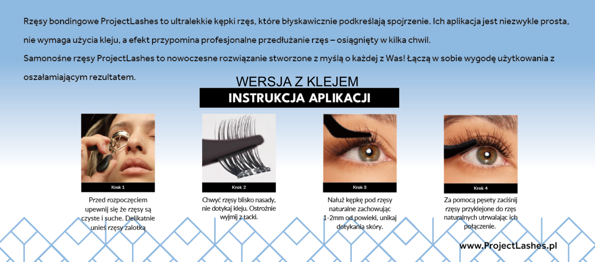Rzęsy bondingowe ProjectLashes InvisiGrip DIY mix 10-12-14mm Z KLEJEM cluster