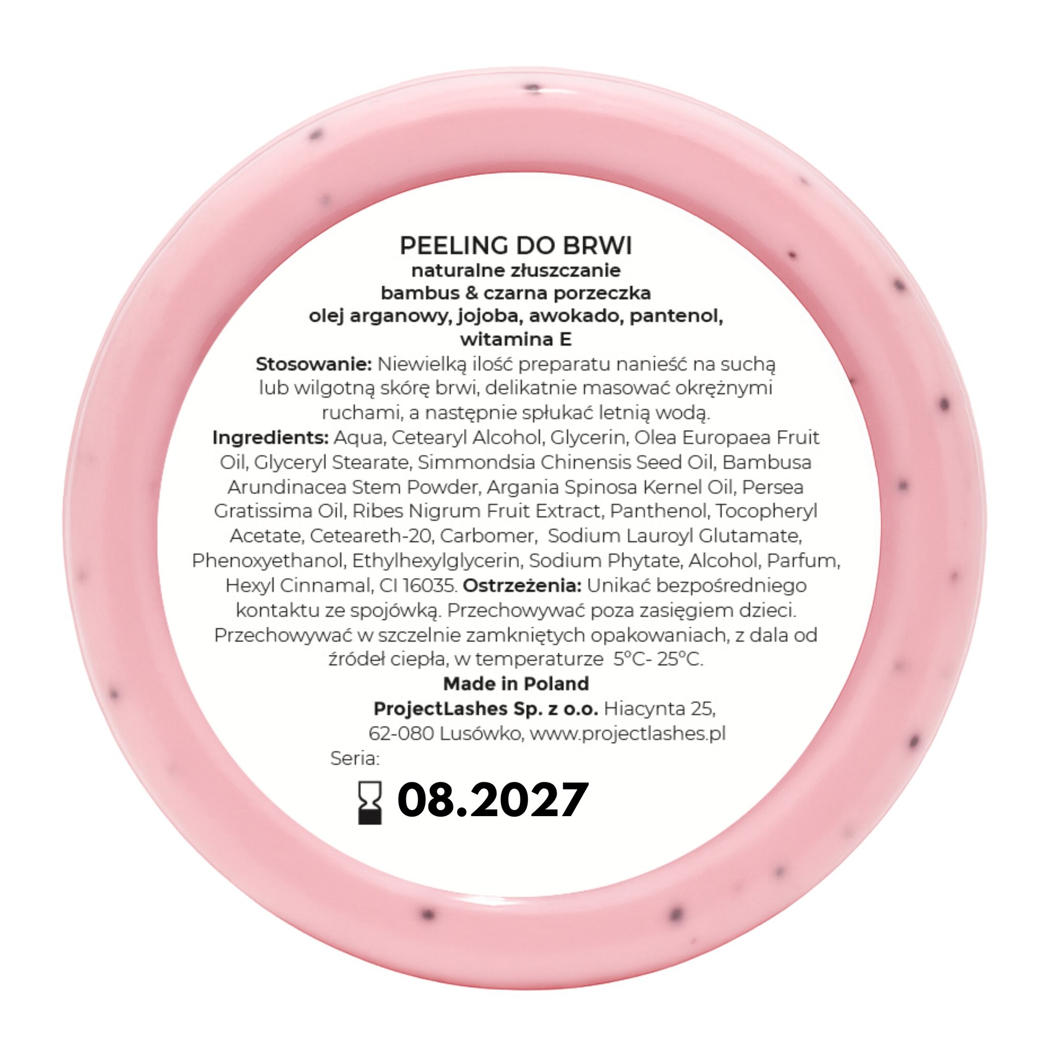 ProjectLashes peeling do brwi Brow scrub 60g różowy vit. E & Panthenol