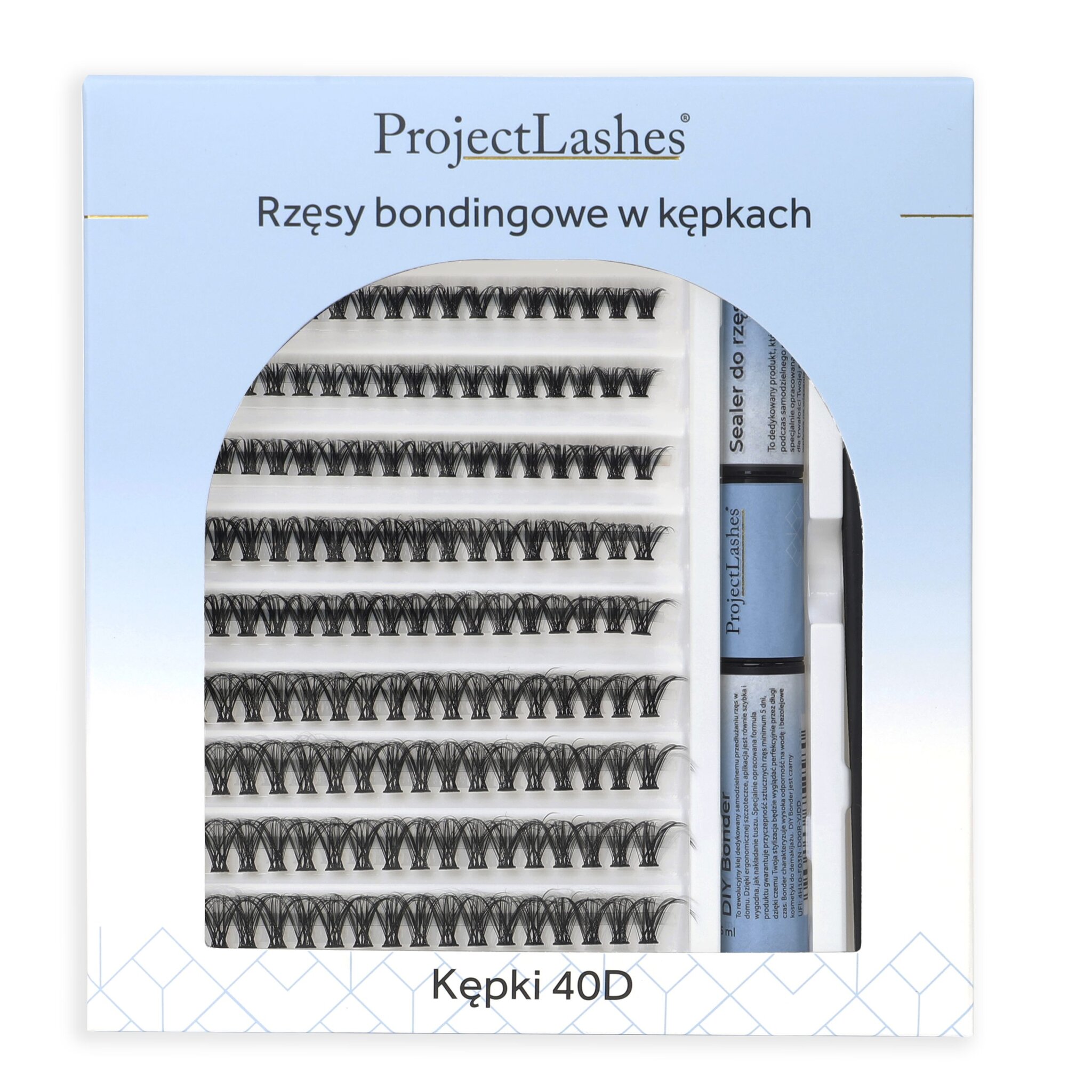Rzęsy bondingowe DIY ProjectLashes 40D bond & seal akcesoria CLUSTER