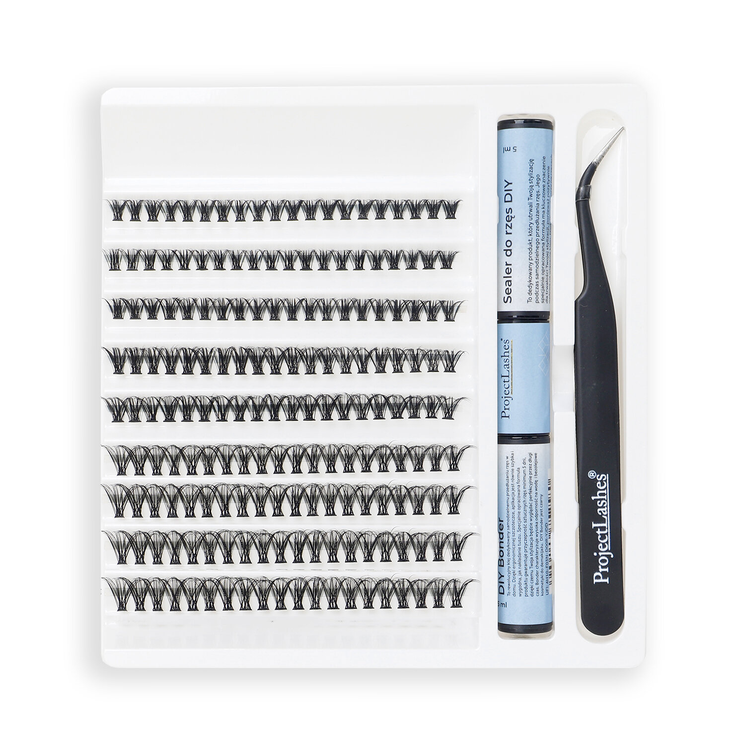 Rzęsy bondingowe DIY ProjectLashes 40D bond & seal akcesoria CLUSTER