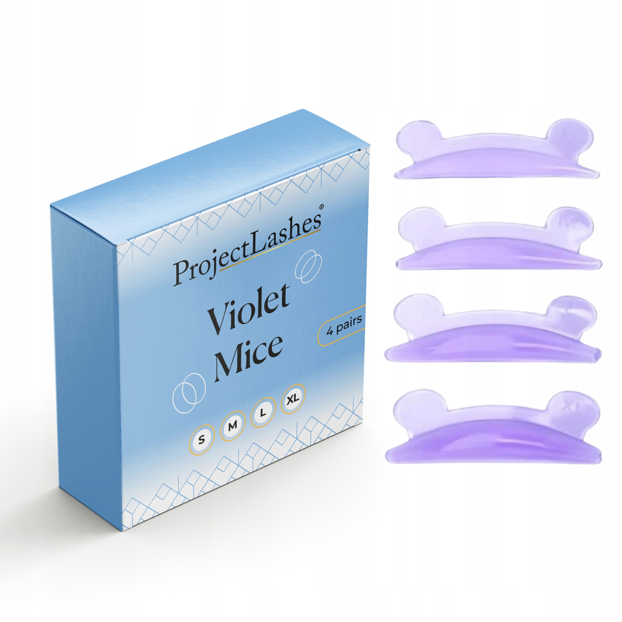 Silikonowe wałeczki wałki do liftingu rzęs ProjectLashes Violet Mice 4 pary
