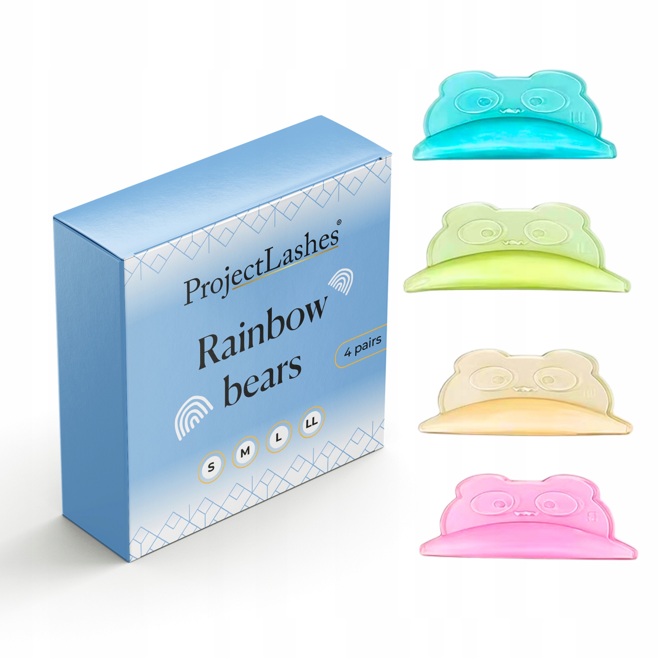 Silikonowe wałeczki wałki do liftingu rzęs ProjectLashes Rainbow Bears 4set