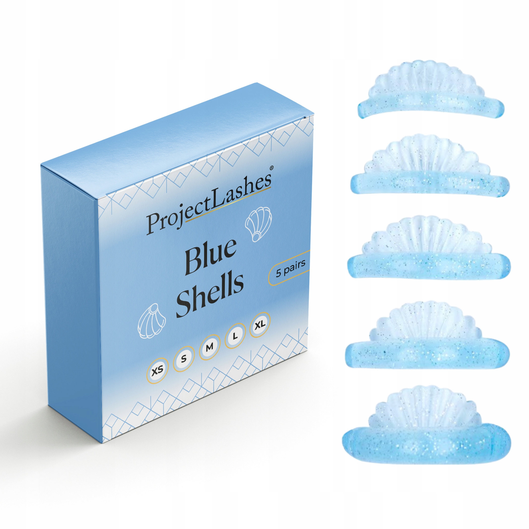 Silikonowe wałeczki wałki do liftingu rzęs ProjectLashes Blue Shells 5 par