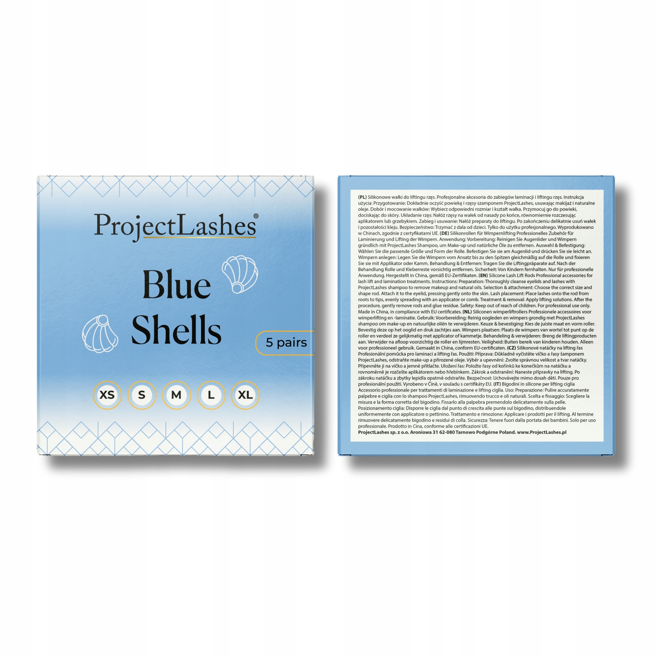 Silikonowe wałeczki wałki do liftingu rzęs ProjectLashes Blue Shells 5 par