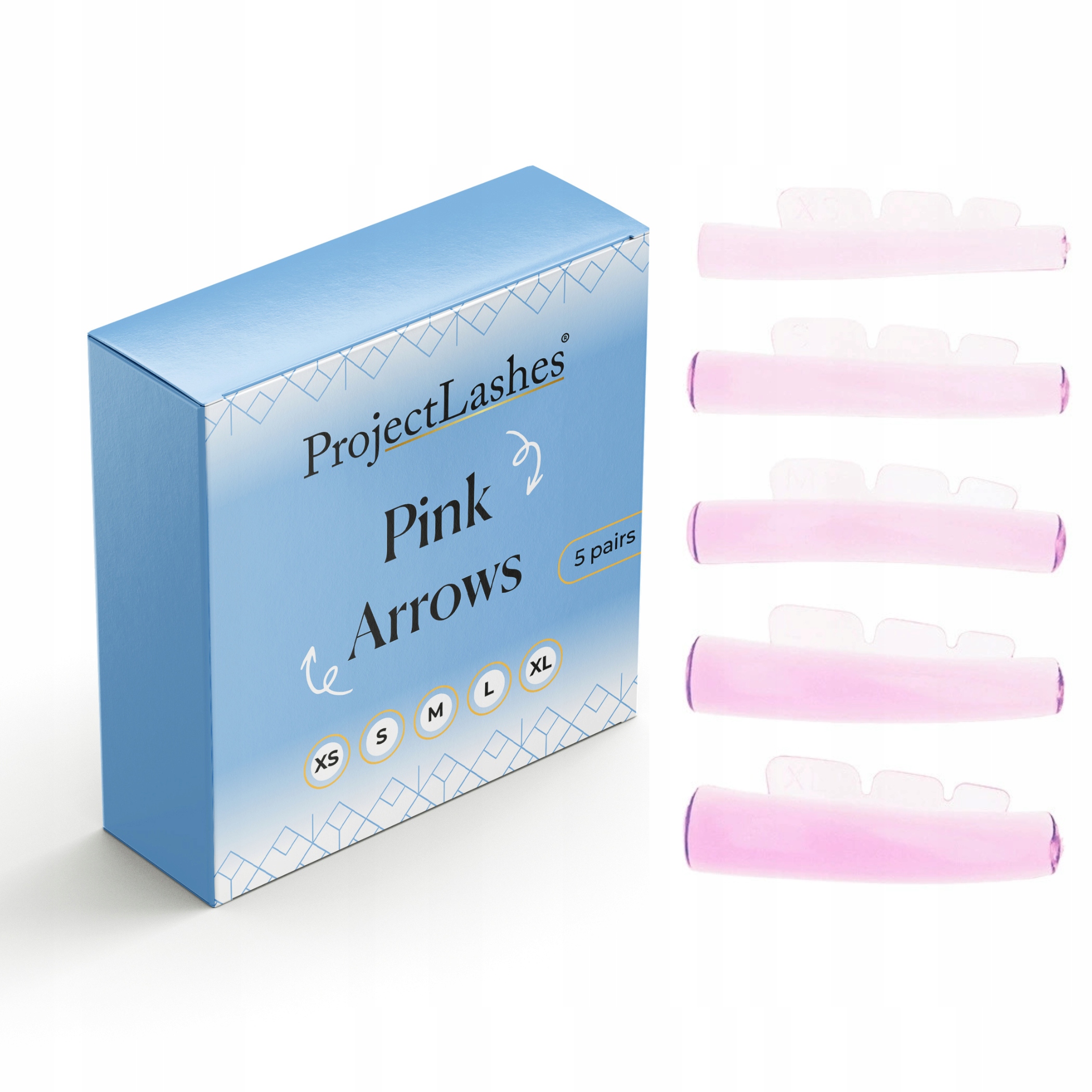 Silikonowe wałeczki wałki do liftingu rzęs ProjectLashes Pink Arrows 5 par