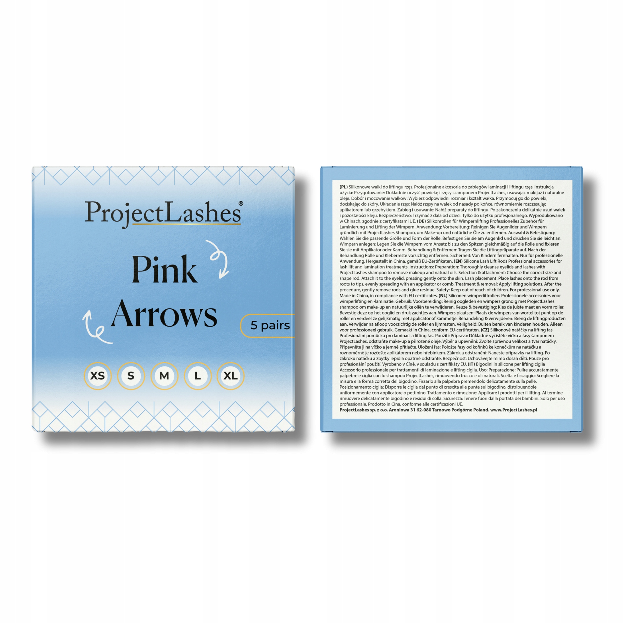 Silikonowe wałeczki wałki do liftingu rzęs ProjectLashes Pink Arrows 5 par