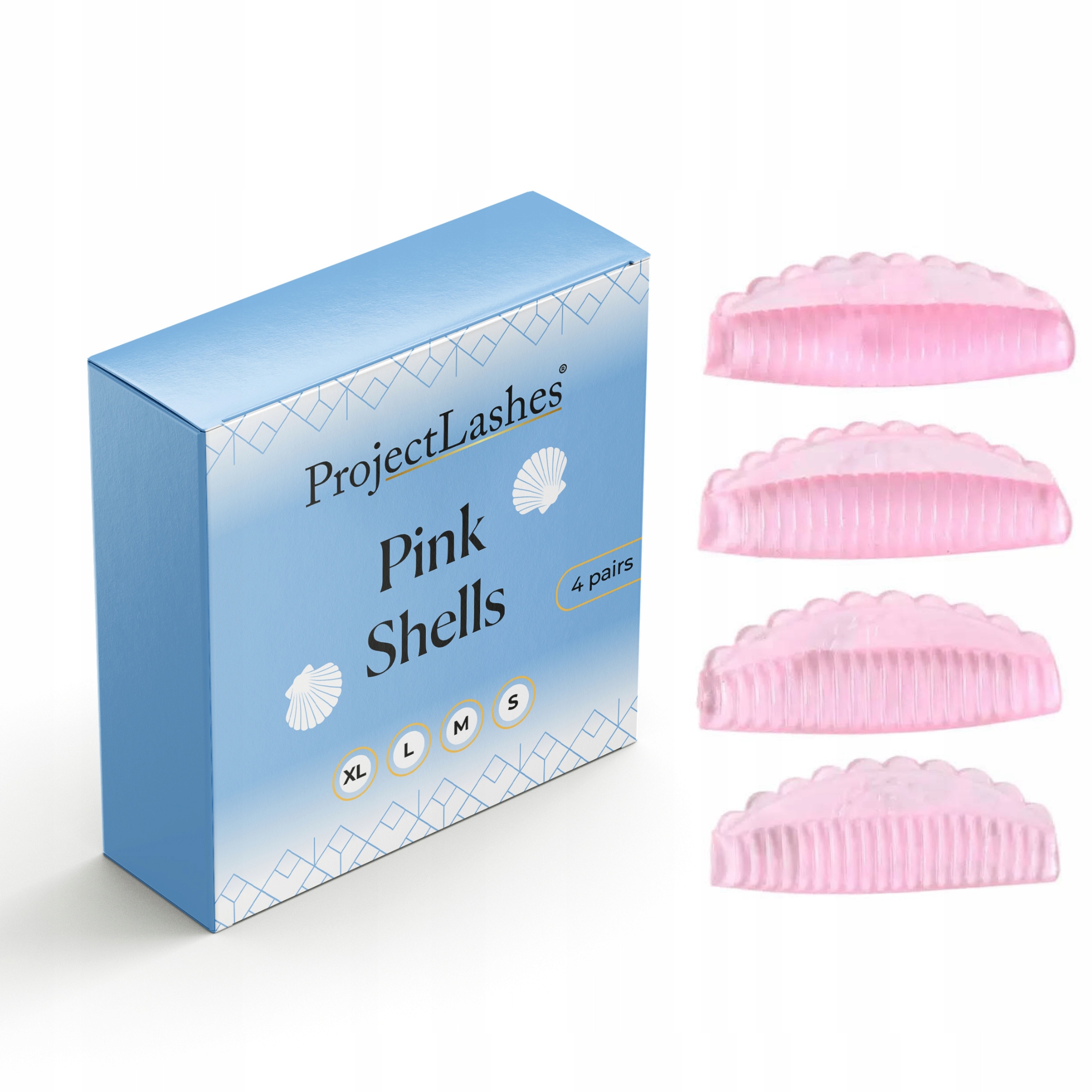 Silikonowe wałeczki wałki do liftingu rzęs ProjectLashes Pink Shells 4 pary